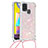 Custodia Silicone Cover Morbida Bling-Bling con Cinghia Cordino Mano S03 per Samsung Galaxy M31 Rosa