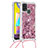 Custodia Silicone Cover Morbida Bling-Bling con Cinghia Cordino Mano S03 per Samsung Galaxy M31 Rosso