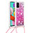 Custodia Silicone Cover Morbida Bling-Bling con Cinghia Cordino Mano S03 per Samsung Galaxy M40S