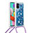 Custodia Silicone Cover Morbida Bling-Bling con Cinghia Cordino Mano S03 per Samsung Galaxy M40S