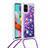 Custodia Silicone Cover Morbida Bling-Bling con Cinghia Cordino Mano S03 per Samsung Galaxy M40S