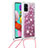 Custodia Silicone Cover Morbida Bling-Bling con Cinghia Cordino Mano S03 per Samsung Galaxy M40S