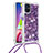 Custodia Silicone Cover Morbida Bling-Bling con Cinghia Cordino Mano S03 per Samsung Galaxy M51 Viola