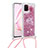 Custodia Silicone Cover Morbida Bling-Bling con Cinghia Cordino Mano S03 per Samsung Galaxy M60s