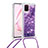 Custodia Silicone Cover Morbida Bling-Bling con Cinghia Cordino Mano S03 per Samsung Galaxy M60s Viola