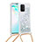 Custodia Silicone Cover Morbida Bling-Bling con Cinghia Cordino Mano S03 per Samsung Galaxy M80S Argento