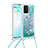 Custodia Silicone Cover Morbida Bling-Bling con Cinghia Cordino Mano S03 per Samsung Galaxy M80S Verde