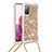 Custodia Silicone Cover Morbida Bling-Bling con Cinghia Cordino Mano S03 per Samsung Galaxy S20 FE 4G Oro