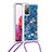 Custodia Silicone Cover Morbida Bling-Bling con Cinghia Cordino Mano S03 per Samsung Galaxy S20 FE 5G Blu