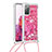 Custodia Silicone Cover Morbida Bling-Bling con Cinghia Cordino Mano S03 per Samsung Galaxy S20 FE 5G Rosa Caldo