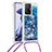Custodia Silicone Cover Morbida Bling-Bling con Cinghia Cordino Mano S03 per Xiaomi Mi 11T Pro 5G Blu