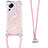 Custodia Silicone Cover Morbida Bling-Bling con Cinghia Cordino Mano S03 per Xiaomi Mi 12 Lite NE 5G Oro Rosa