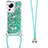 Custodia Silicone Cover Morbida Bling-Bling con Cinghia Cordino Mano S03 per Xiaomi Mi 12 Lite NE 5G Verde