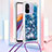 Custodia Silicone Cover Morbida Bling-Bling con Cinghia Cordino Mano S03 per Xiaomi Redmi 11A 4G Blu
