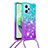 Custodia Silicone Cover Morbida Bling-Bling con Cinghia Cordino Mano YB1 per Xiaomi Poco X5 5G Cielo Blu
