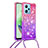 Custodia Silicone Cover Morbida Bling-Bling con Cinghia Cordino Mano YB1 per Xiaomi Poco X5 5G Rosa Caldo