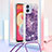 Custodia Silicone Cover Morbida Bling-Bling con Cinghia Cordino Mano YB3 per Samsung Galaxy F04 Viola