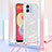 Custodia Silicone Cover Morbida Bling-Bling con Cinghia Cordino Mano YB3 per Samsung Galaxy M04 Argento