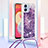 Custodia Silicone Cover Morbida Bling-Bling con Cinghia Cordino Mano YB3 per Samsung Galaxy M04 Viola