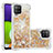 Custodia Silicone Cover Morbida Bling-Bling S01 per Samsung Galaxy A22 4G Oro