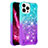 Custodia Silicone Cover Morbida Bling-Bling S02 per Apple iPhone 14 Pro Cielo Blu