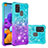 Custodia Silicone Cover Morbida Bling-Bling S02 per Samsung Galaxy A21s Cielo Blu