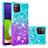 Custodia Silicone Cover Morbida Bling-Bling S02 per Samsung Galaxy A22 4G Cielo Blu