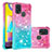 Custodia Silicone Cover Morbida Bling-Bling S02 per Samsung Galaxy M21s Rosa