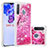 Custodia Silicone Cover Morbida Bling-Bling S03 per Samsung Galaxy A21 European Rosa Caldo