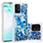 Custodia Silicone Cover Morbida Bling-Bling S03 per Samsung Galaxy A91 Blu