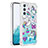 Custodia Silicone Cover Morbida Bling-Bling YB1 per Samsung Galaxy Quantum4 5G Cielo Blu