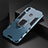 Custodia Silicone e Plastica Opaca Cover con Anello Supporto per Huawei P Smart (2019) Blu