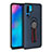 Custodia Silicone e Plastica Opaca Cover con Anello Supporto per Huawei P30 Pro Blu