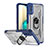 Custodia Silicone e Plastica Opaca Cover con Magnetico Anello Supporto J01S per Samsung Galaxy A02 Blu
