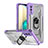 Custodia Silicone e Plastica Opaca Cover con Magnetico Anello Supporto J01S per Samsung Galaxy A02 Viola