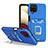 Custodia Silicone e Plastica Opaca Cover con Magnetico Anello Supporto J01S per Samsung Galaxy A12 Nacho