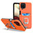 Custodia Silicone e Plastica Opaca Cover con Magnetico Anello Supporto J01S per Samsung Galaxy A12 Nacho Arancione