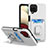 Custodia Silicone e Plastica Opaca Cover con Magnetico Anello Supporto J01S per Samsung Galaxy A12 Nacho Argento