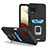 Custodia Silicone e Plastica Opaca Cover con Magnetico Anello Supporto J01S per Samsung Galaxy A12 Nacho Nero