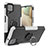 Custodia Silicone e Plastica Opaca Cover con Magnetico Anello Supporto J01X per Samsung Galaxy A12 Nacho Argento