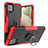 Custodia Silicone e Plastica Opaca Cover con Magnetico Anello Supporto J01X per Samsung Galaxy A12 Nacho Rosso