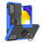 Custodia Silicone e Plastica Opaca Cover con Magnetico Anello Supporto J01X per Samsung Galaxy A52 4G Blu