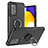 Custodia Silicone e Plastica Opaca Cover con Magnetico Anello Supporto J01X per Samsung Galaxy A52 4G Nero