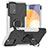 Custodia Silicone e Plastica Opaca Cover con Magnetico Anello Supporto J01X per Samsung Galaxy A72 4G Argento