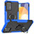 Custodia Silicone e Plastica Opaca Cover con Magnetico Anello Supporto J01X per Samsung Galaxy A72 4G Blu