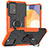 Custodia Silicone e Plastica Opaca Cover con Magnetico Anello Supporto J01X per Samsung Galaxy A72 5G Arancione