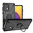 Custodia Silicone e Plastica Opaca Cover con Magnetico Anello Supporto J01X per Samsung Galaxy A73 5G Nero