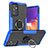 Custodia Silicone e Plastica Opaca Cover con Magnetico Anello Supporto J01X per Samsung Galaxy A82 5G Blu