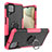 Custodia Silicone e Plastica Opaca Cover con Magnetico Anello Supporto J01X per Samsung Galaxy F12 Rosa Caldo