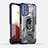 Custodia Silicone e Plastica Opaca Cover con Magnetico Anello Supporto J02S per Samsung Galaxy A12 Nacho Blu